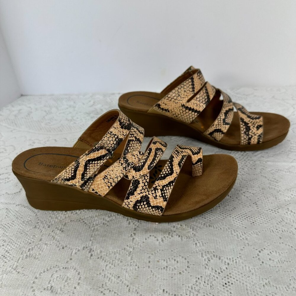 Baretrap Brown Python Snake Pattern Wedge Sandals… - image 3